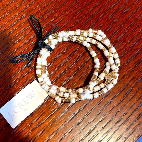 Jcrew white and gold stretch bracelet nwt - Picture 1 of 3